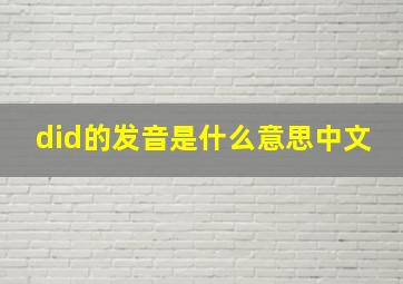 did的发音是什么意思中文