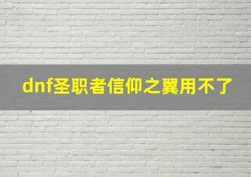 dnf圣职者信仰之翼用不了