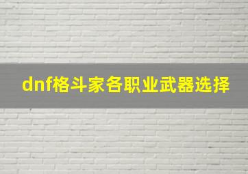 dnf格斗家各职业武器选择