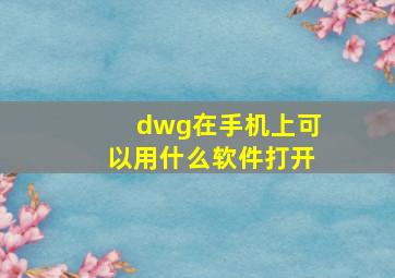 dwg在手机上可以用什么软件打开