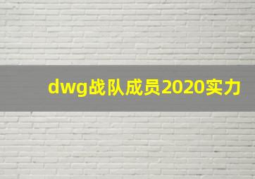 dwg战队成员2020实力