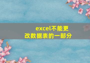 excel不能更改数据表的一部分