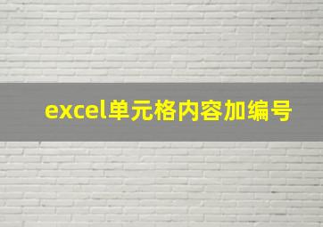 excel单元格内容加编号