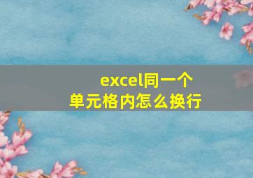 excel同一个单元格内怎么换行