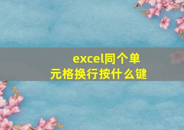 excel同个单元格换行按什么键