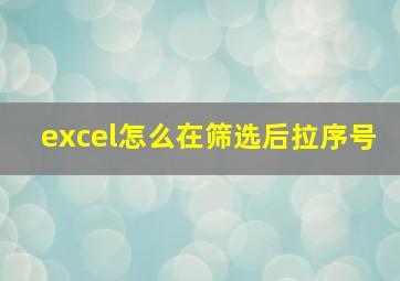 excel怎么在筛选后拉序号