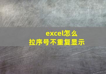 excel怎么拉序号不重复显示