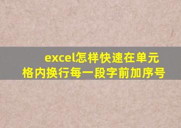 excel怎样快速在单元格内换行每一段字前加序号