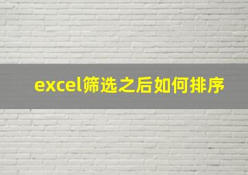 excel筛选之后如何排序