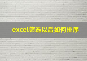 excel筛选以后如何排序