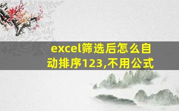 excel筛选后怎么自动排序123,不用公式