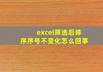 excel筛选后排序序号不变化怎么回事