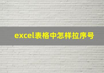 excel表格中怎样拉序号