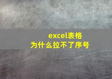 excel表格为什么拉不了序号