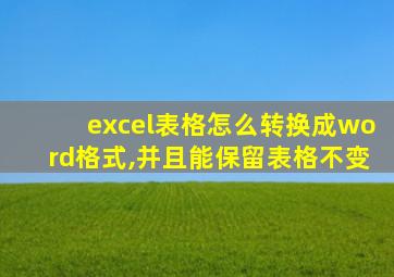 excel表格怎么转换成word格式,并且能保留表格不变