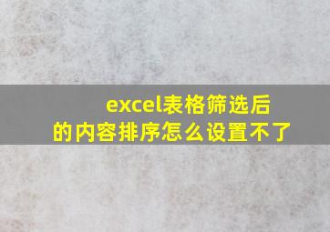 excel表格筛选后的内容排序怎么设置不了