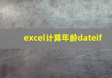 excel计算年龄dateif