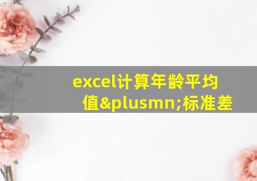 excel计算年龄平均值±标准差