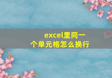 excel里同一个单元格怎么换行