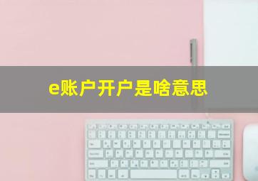 e账户开户是啥意思