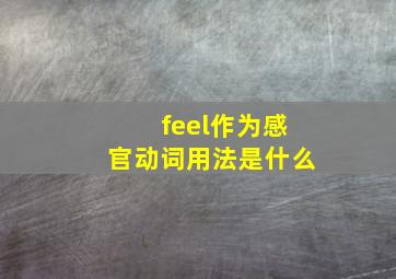 feel作为感官动词用法是什么