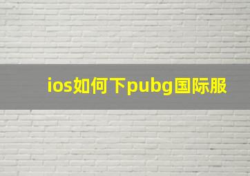 ios如何下pubg国际服