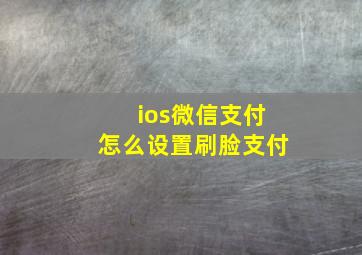 ios微信支付怎么设置刷脸支付