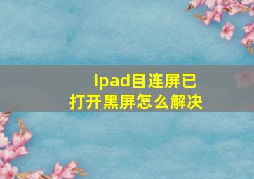 ipad目连屏已打开黑屏怎么解决