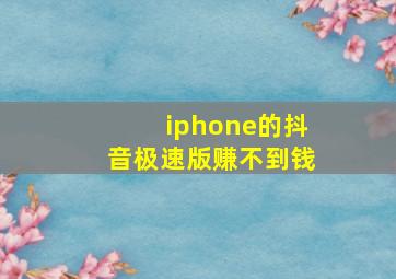 iphone的抖音极速版赚不到钱