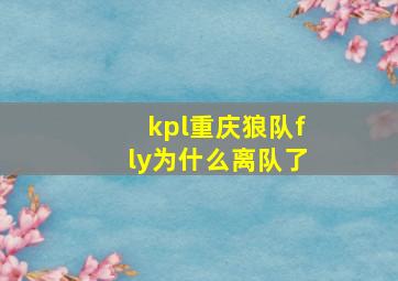 kpl重庆狼队fly为什么离队了