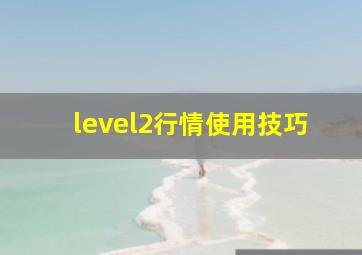 level2行情使用技巧