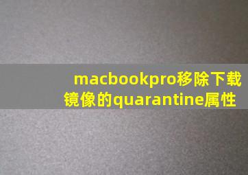 macbookpro移除下载镜像的quarantine属性