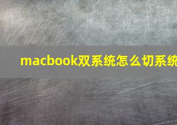 macbook双系统怎么切系统