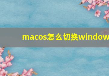 macos怎么切换windows