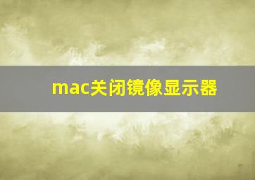 mac关闭镜像显示器