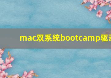 mac双系统bootcamp驱动