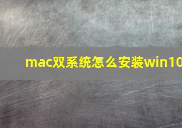 mac双系统怎么安装win10