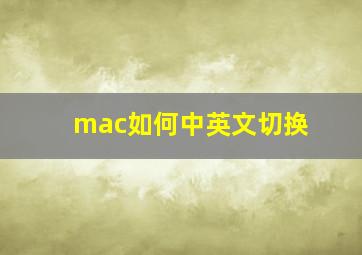 mac如何中英文切换