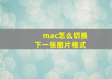 mac怎么切换下一张图片格式