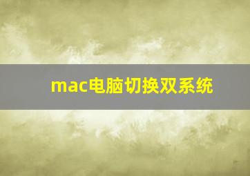 mac电脑切换双系统