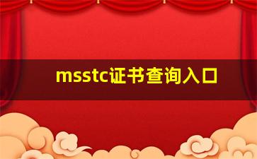 msstc证书查询入口