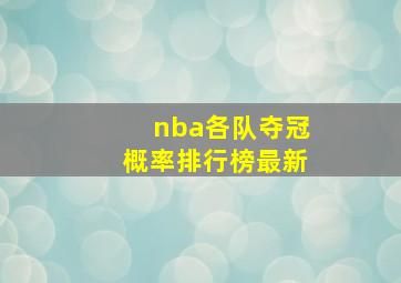 nba各队夺冠概率排行榜最新