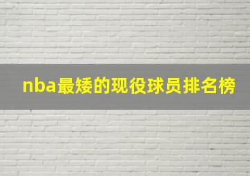 nba最矮的现役球员排名榜