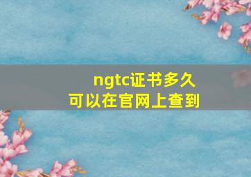 ngtc证书多久可以在官网上查到