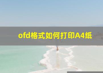 ofd格式如何打印A4纸