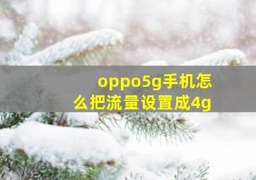 oppo5g手机怎么把流量设置成4g