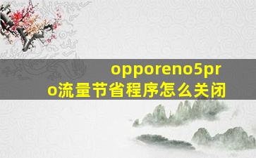 opporeno5pro流量节省程序怎么关闭