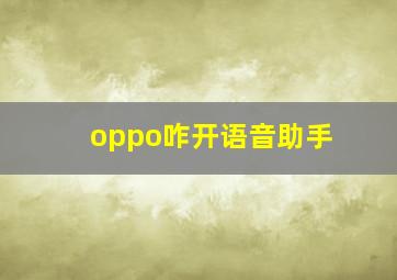 oppo咋开语音助手