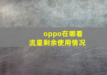 oppo在哪看流量剩余使用情况