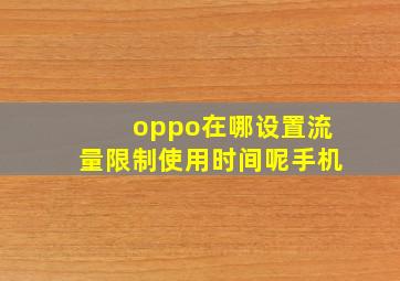 oppo在哪设置流量限制使用时间呢手机